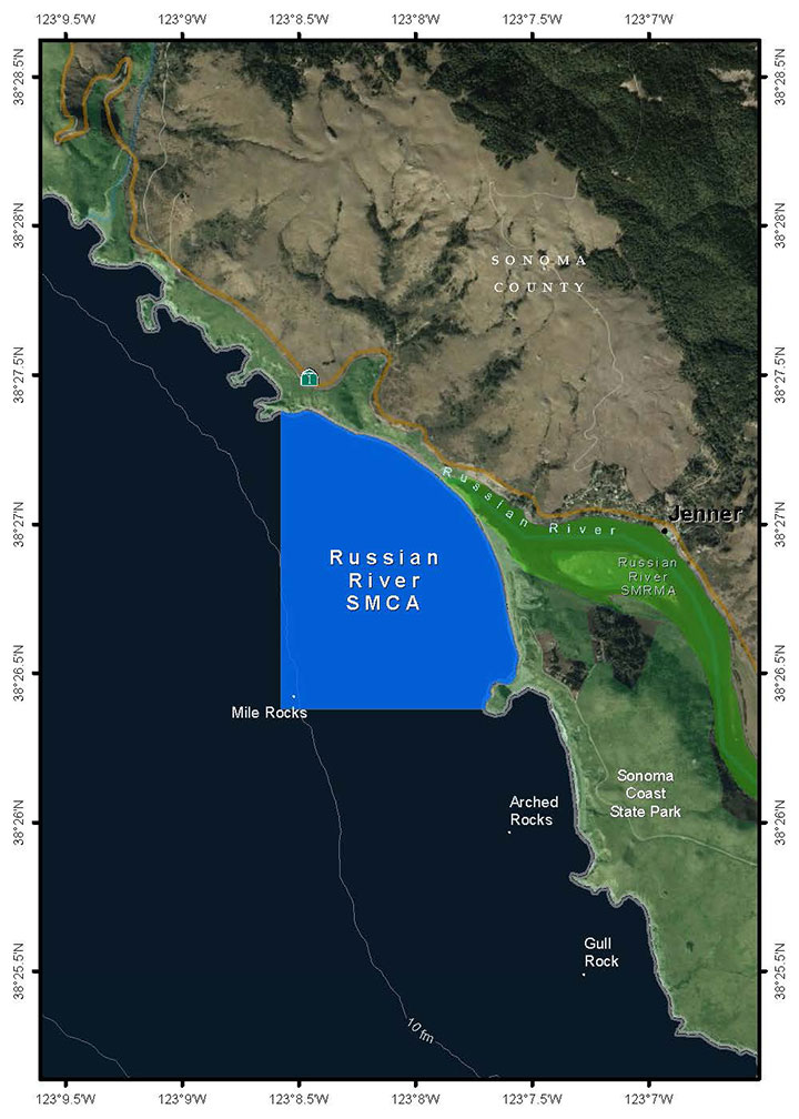 Map of Russian River State Marine Conservation Area - click to enlarge in new tab